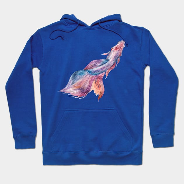 Colorful Pink Betta Fish Hoodie by wanderinglaur